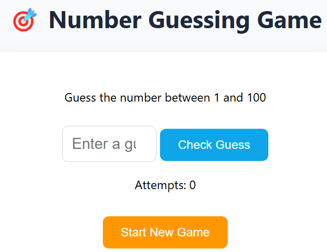 Number Guessing Game Screenshot